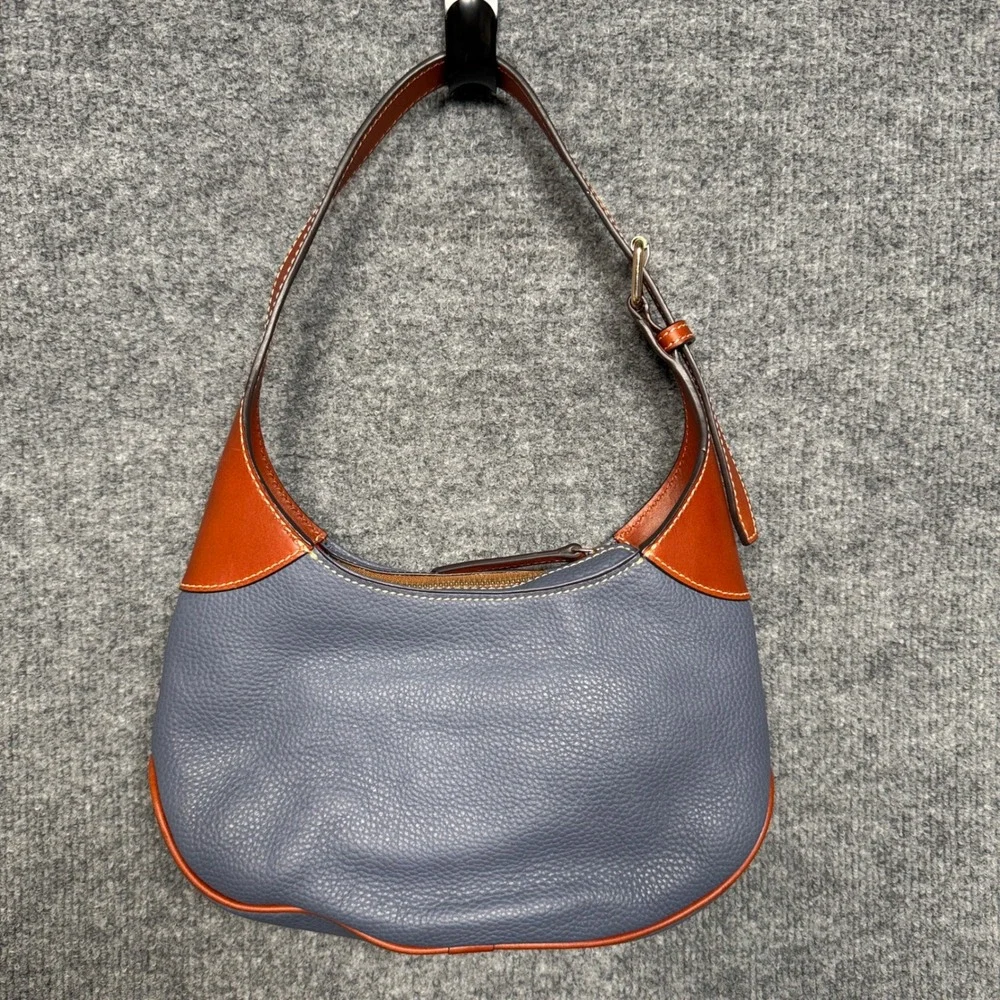 Dooney & Bourke Hobo Shoulder Bag Blue Brown Pebble Leather Colorblock Pocket